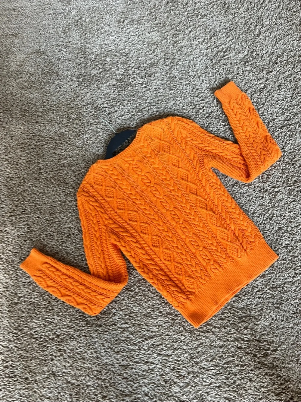 Ralph Lauren Orange Cable-Knit Crewneck Sweater Blue Label size 12/14 Girls